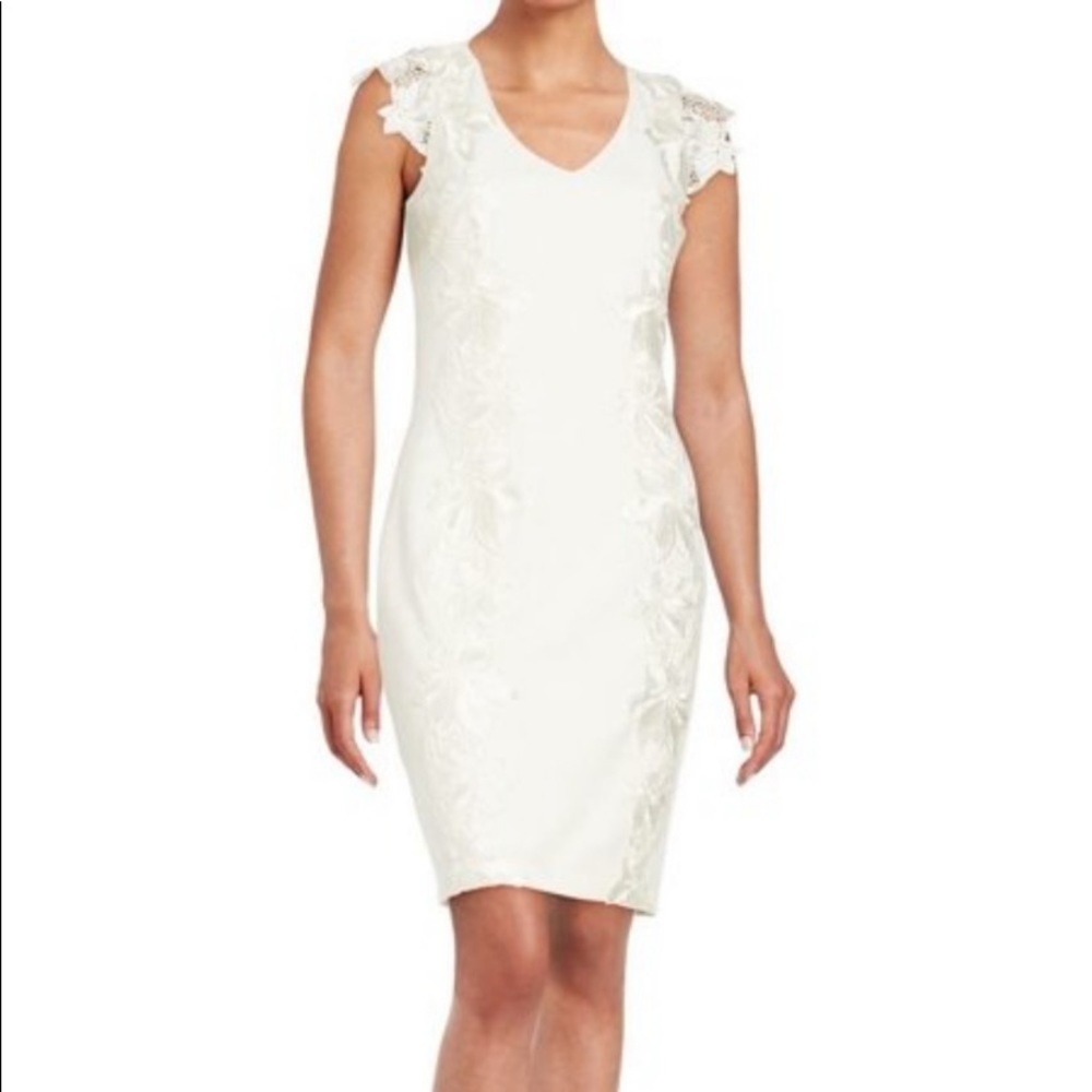 BELLE BADGLEY MISCHKA Formal Appliqué Sheath Dress